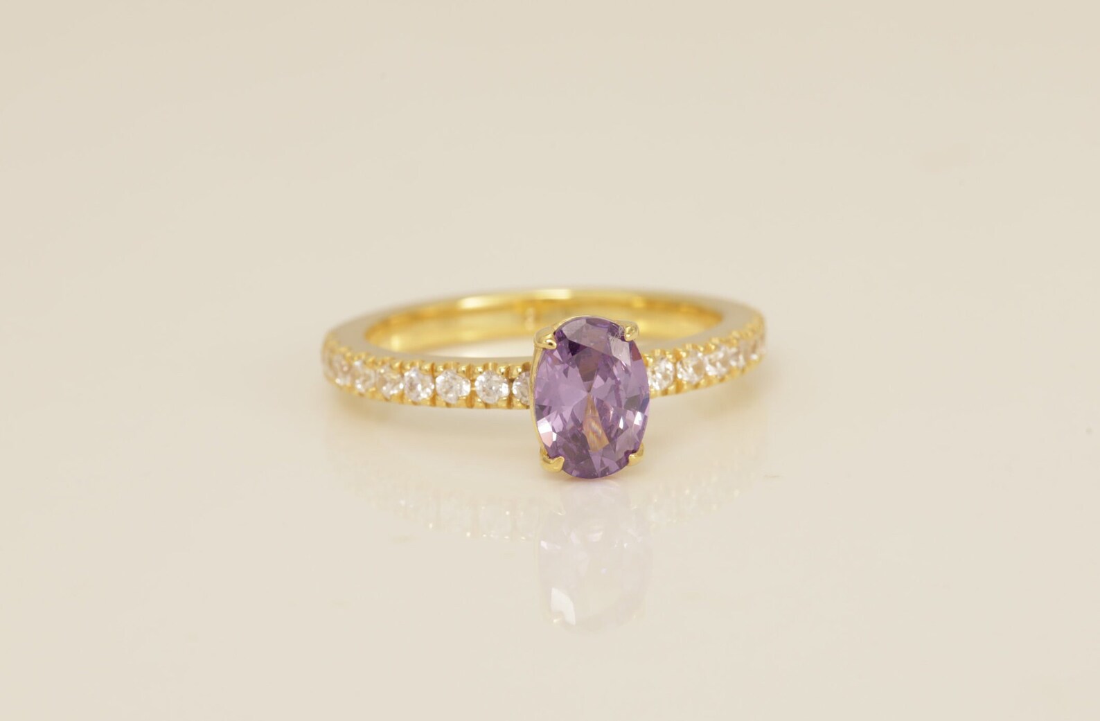 Oval Cut Amethyst Engagement Ring, February Birthstone Ring, Promise ring Gift for Her, Anniversary Gift